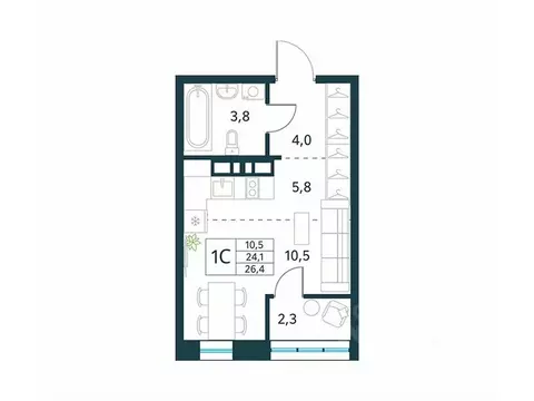 Студия Забайкальский край, Чита Хороший мкр, 15 (26.4 м)