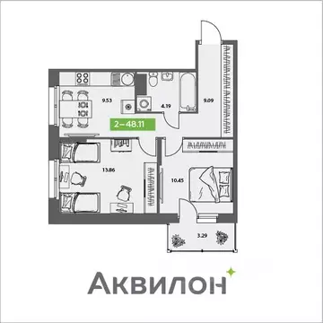 2-к кв. Архангельская область, Северодвинск Аквилон Север жилой ...