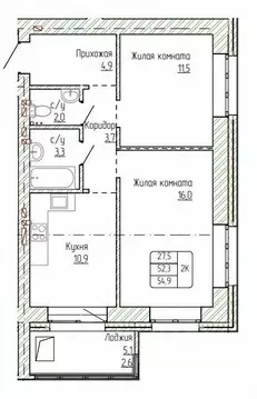 2-к кв. Алтайский край, Новоалтайск ул. Титова, 6 (54.9 м)