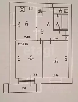 2-к кв. Тверская область, Тверь Кольцевая ул., 74 (47.7 м)