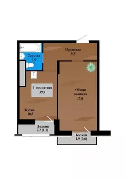 1-к кв. Забайкальский край, Чита просп. Маршала Жукова (40.0 м)