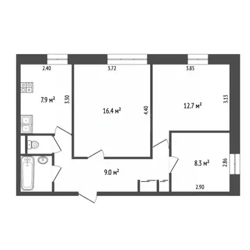 3-к кв. Вологодская область, Череповец ул. Космонавта Беляева, 73 ...