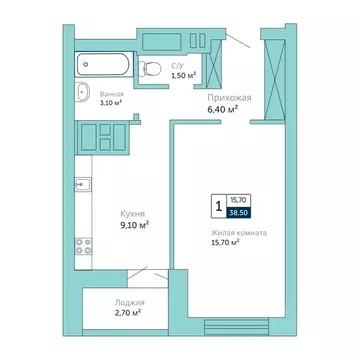 1-к кв. Ростовская область, Батайск  (38.5 м)