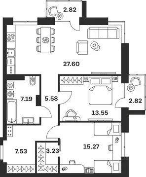 2-к кв. Тульская область, Тула Гоголевская ул., 43 (85.59 м)