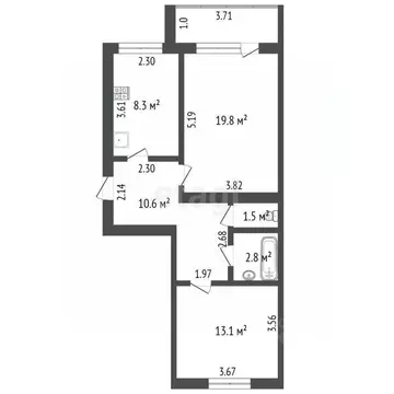 2-к кв. Калужская область, Кондрово Дзержинский район, ул. Пушкина, 76 ...