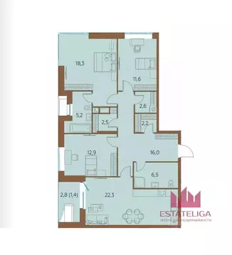 3-к кв. Москва ул. Нижние Мневники, 12 (102.1 м)
