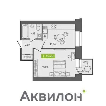 1-к кв. Архангельская область, Северодвинск ул. Ломоносова, 79к3 (35.2 ...