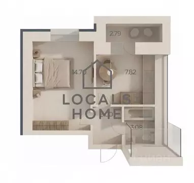 1-к кв. Рязанская область, Рязанский муниципальный округ, с. Дядьково ...