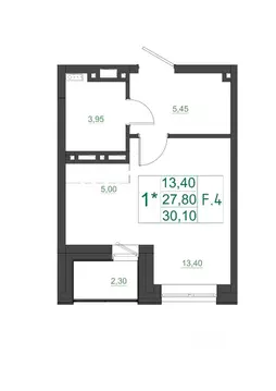 Студия Красноярский край, Красноярск Мясокомбинат мкр, 1 (30.75 м)