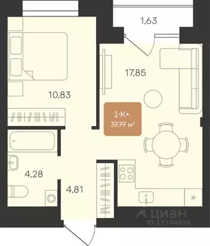 1-к кв. Ямало-Ненецкий АО, Новый Уренгой Уютный мкр,  (37.77 м)