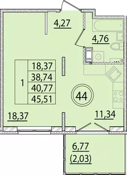 1-к кв. Санкт-Петербург пос. Шушары, ул. Соколиная, 4к1 (38.74 м)