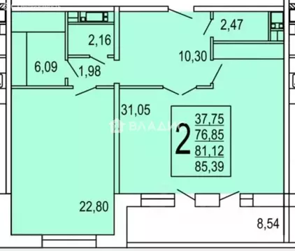 2-комнатная квартира: Москва, Новогиреевская улица, 5 (77 м)