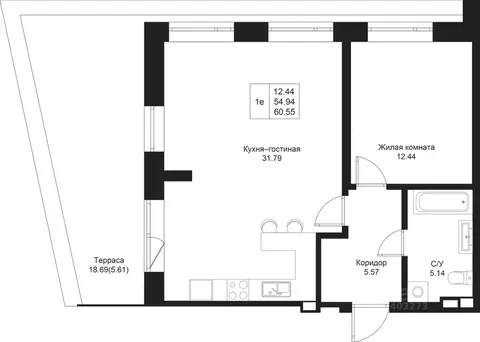 1-к кв. Татарстан, Казань Дом на Исхаки жилой комплекс (60.55 м)