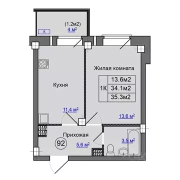 1-к кв. Псковская область, Псковский район, Завеличенская волость, д. ...