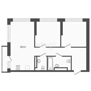 2-комнатная квартира: Тюмень, улица Тимирязева, 8к1 (60.9 м)