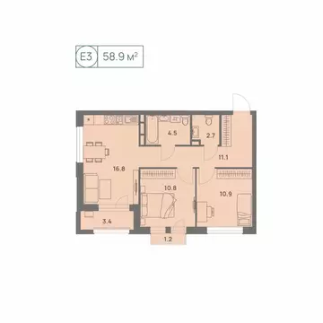 3-к кв. Пермский край, Пермь Трамвайная ул., 27 (58.9 м)