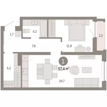 1-комнатная квартира: Екатеринбург, жилой район Юго-Западный, жилой ...