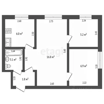 2-к кв. Башкортостан, Стерлитамак ул. Дружбы, 15 (39.8 м)
