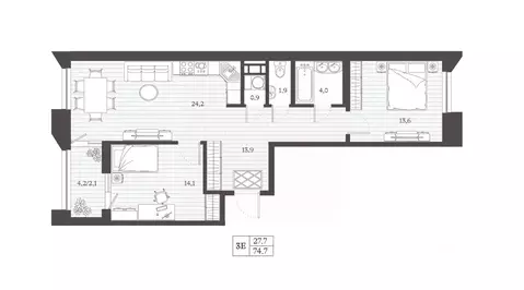 2-к кв. Дагестан, Дербент Эффект Визионер жилой комплекс (74.68 м)