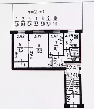 3-к кв. Санкт-Петербург просп. Космонавтов, 20К2 (55.0 м)