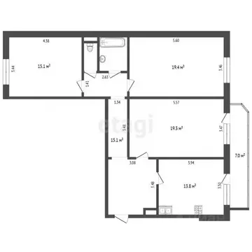 3-к кв. Тюменская область, Тюмень ул. Московский Тракт, 143 (85.3 м)