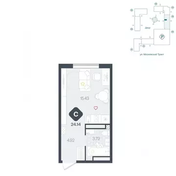 Студия Тюменская область, Тюмень Сибирский жилой комплекс (24.14 м)