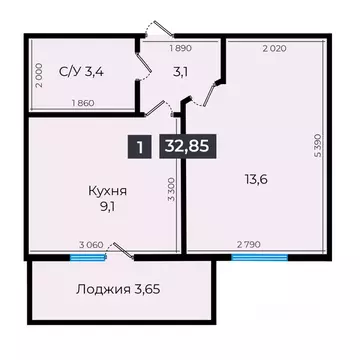 1-к кв. Ставропольский край, Ставрополь ул. Южный обход, 53В (32.85 м)