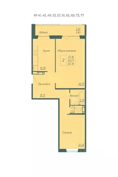 2-к кв. Кемеровская область, Кемерово Южный мкр, 10-й мкр, Весна жилой ...