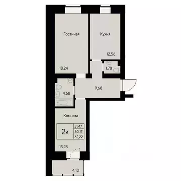 2-к кв. Красноярский край, Красноярск ул. Елены Стасовой, 80 (61.5 м)