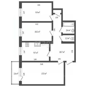 3-к кв. Саха (Якутия), Якутск ул. Бестужева-Марлинского, 3/1 (62.2 м)