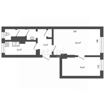 2-к кв. Вологодская область, Вологда ул. Гагарина, 6 (46.0 м)