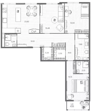 3-комнатная квартира: Санкт-Петербург, проспект Бакунина, 33 (111.4 м)