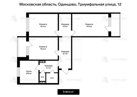 3-к кв. Московская область, Одинцово ул. Триумфальная, 12 (83.0 м)