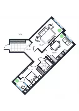 2-к кв. Дагестан, Каспийск просп. Акулиничева (73.54 м)