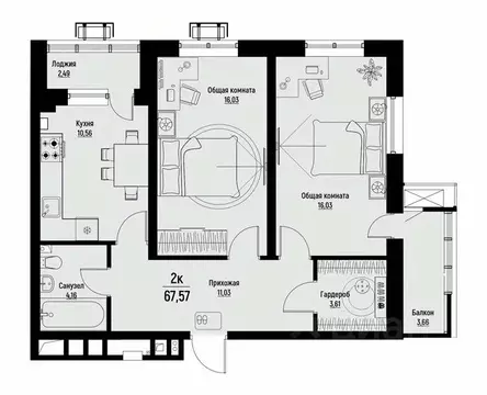 2-к кв. Ставропольский край, Пятигорск Скачки мкр,  (67.57 м)