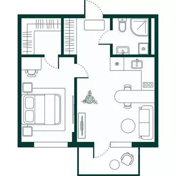 1-к кв. Дагестан, Дербент Новая История жилой комплекс (47.11 м)