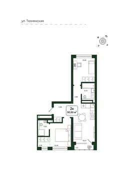 2-к кв. Тюменская область, Тюменский район, д. Дударева Родина-2 жилой ...