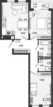 2-к кв. Калининградская область, Гурьевский муниципальный округ, пос. ...