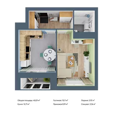 1-к кв. Марий Эл, Йошкар-Ола Дубовый парк жилой комплекс (40.01 м)