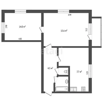 2-комнатная квартира: Симферополь, улица 51-й Армии, 107 (45.6 м)