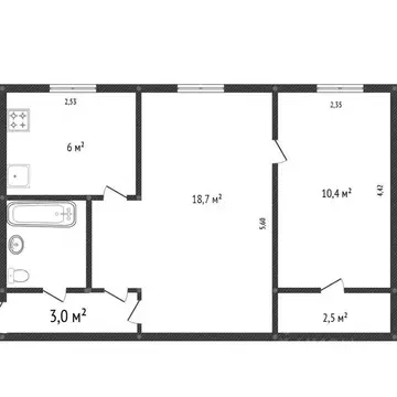 2-к кв. Ярославская область, Ярославль Угличская ул., 21а (43.6 м)