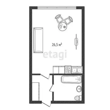 Квартира-студия: Махачкала, Маковая улица, 1 (26.5 м)