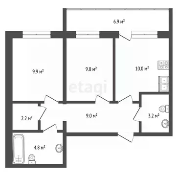 2-к кв. Пермский край, Пермь Целинная ул., 59к1 (55.1 м)