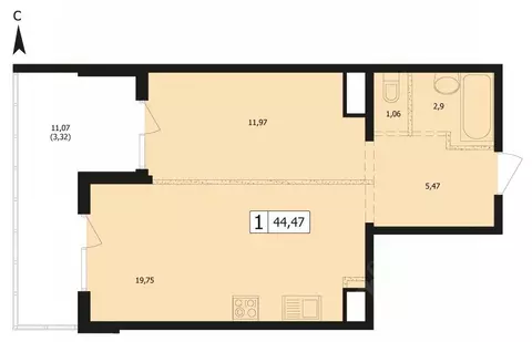 1-к кв. Краснодарский край, Краснодар ул. Автолюбителей, 1Длит4 (41.3 ...