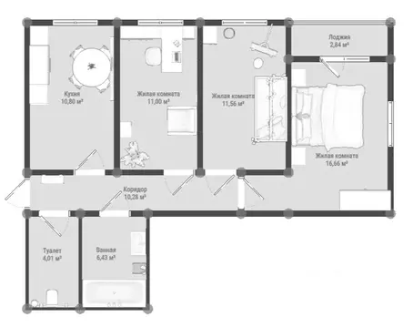 3-к кв. Крым, Керчь Образцово жилой комплекс, 6 (72.16 м)