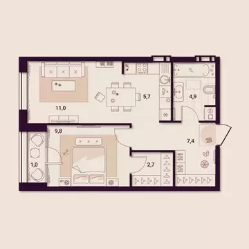 1-к кв. Приморский край, Артем ул. Куйбышева, 11А (42.52 м)