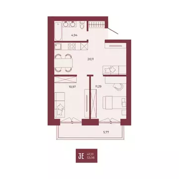 3-к кв. Пензенская область, Пенза ул. Тепличная, 55 (53.08 м)