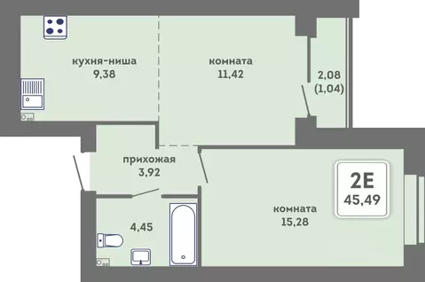 2-к кв. Пермский край, Пермь Кировоградская ул., 28 (46.53 м)