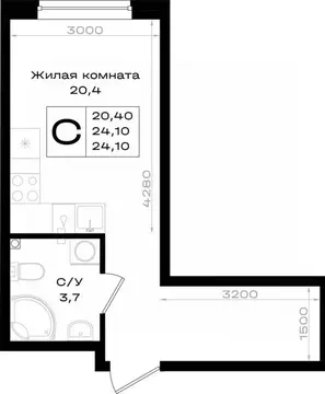 Студия Ростовская область, Аксай 3-я линия, 1 (24.1 м)