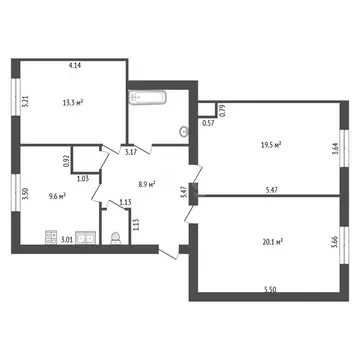 3-комнатная квартира: Санкт-Петербург, Наличная улица, 17 (77.5 м)